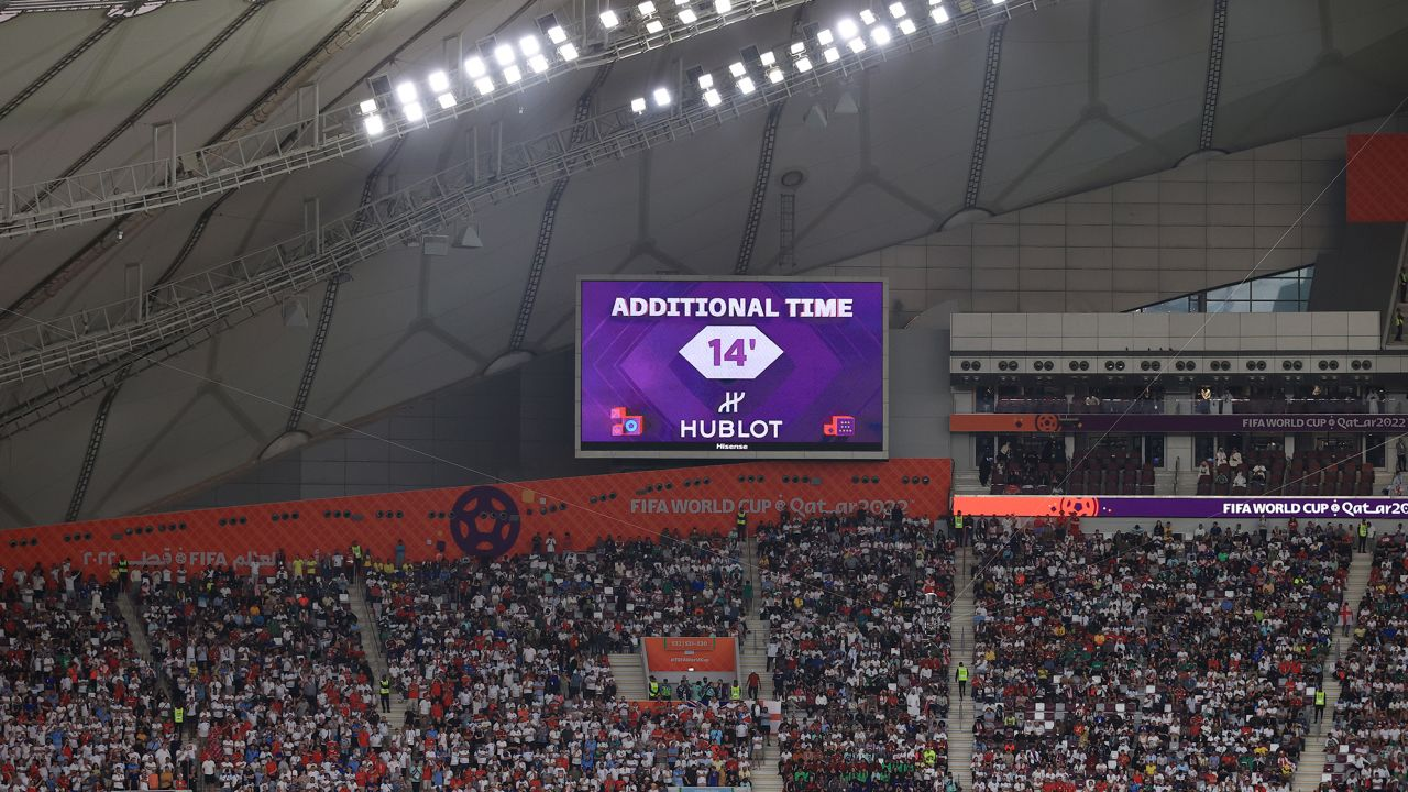 Hiệp 1 trận đấu giữa Anh và Iran tại bảng B vào ngày 21/11 có 14 phút bù giờ. 