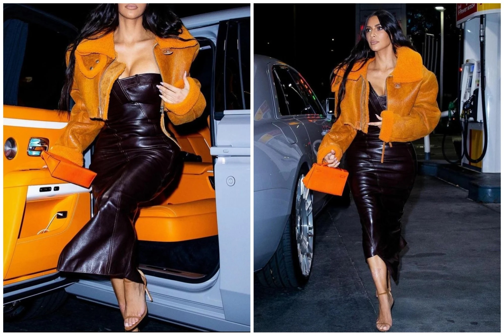 Kim Kardashian diện trang phục đồng điệu với nội thất chiếc Rolls-Royce 