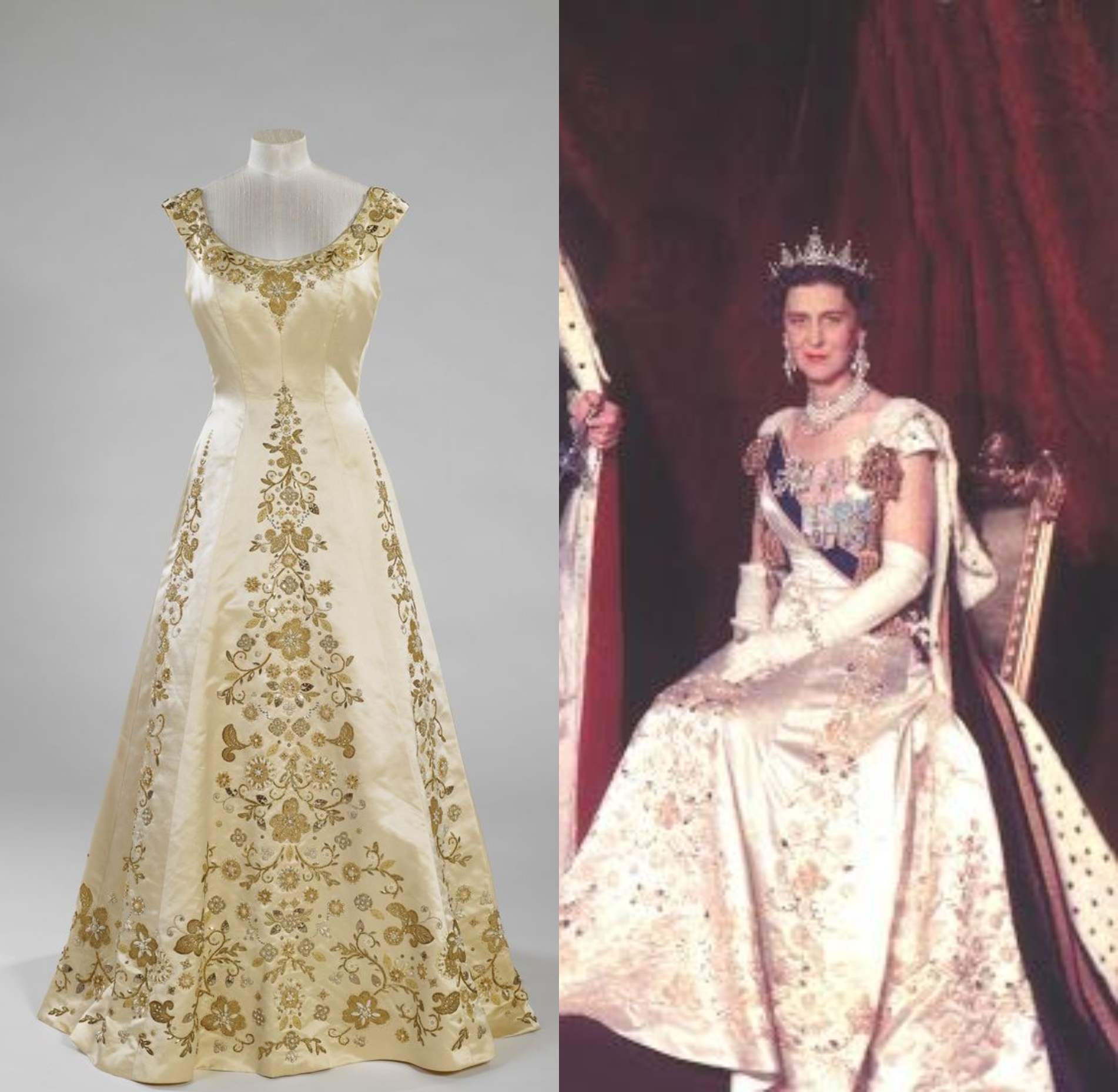 Công chúa Marina, Nữ công tước xứ Kent diện váy của Norman Hartnell đến lễ đăng quang của nữ hoàng.