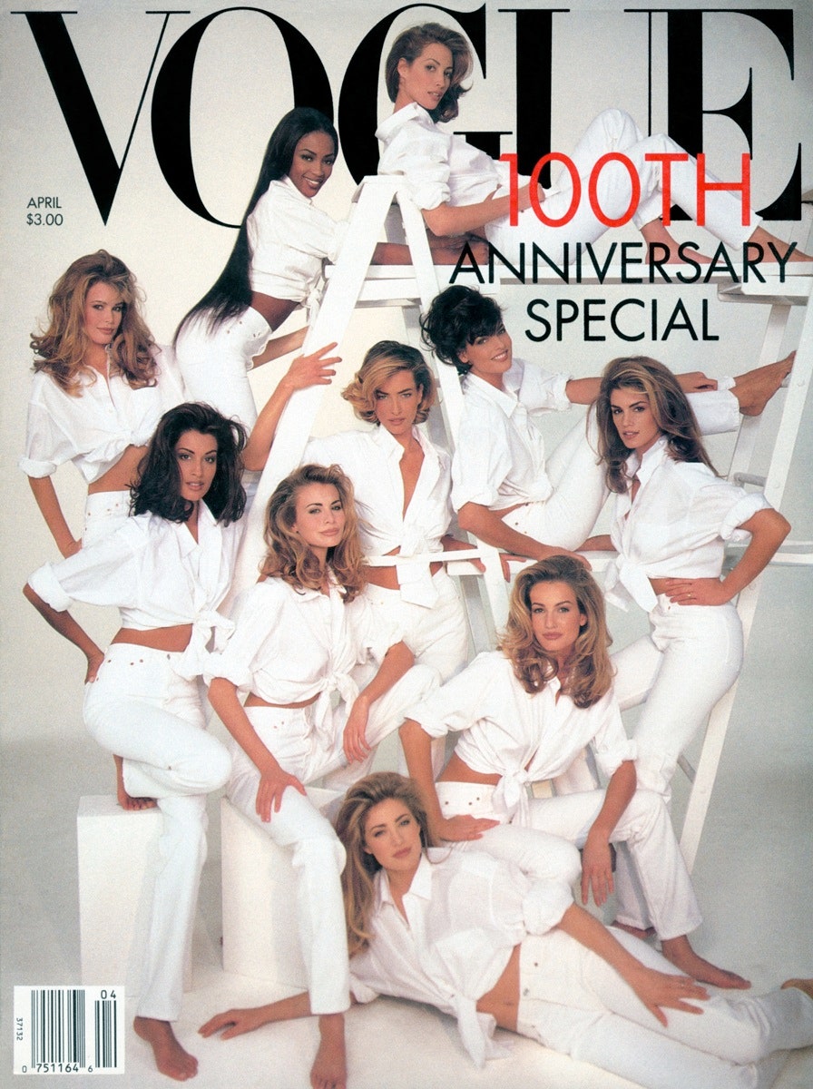 Các người mẫu của thập niên 90 trên bìa Vogue số kỷ niệm 100 năm.