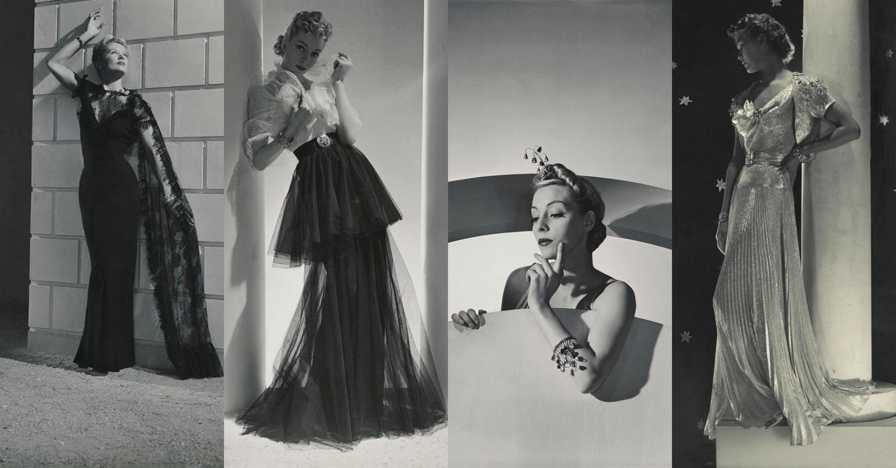 Váy và trang sức Mainbocher trên tờ Vogue, 1935 - 1938.