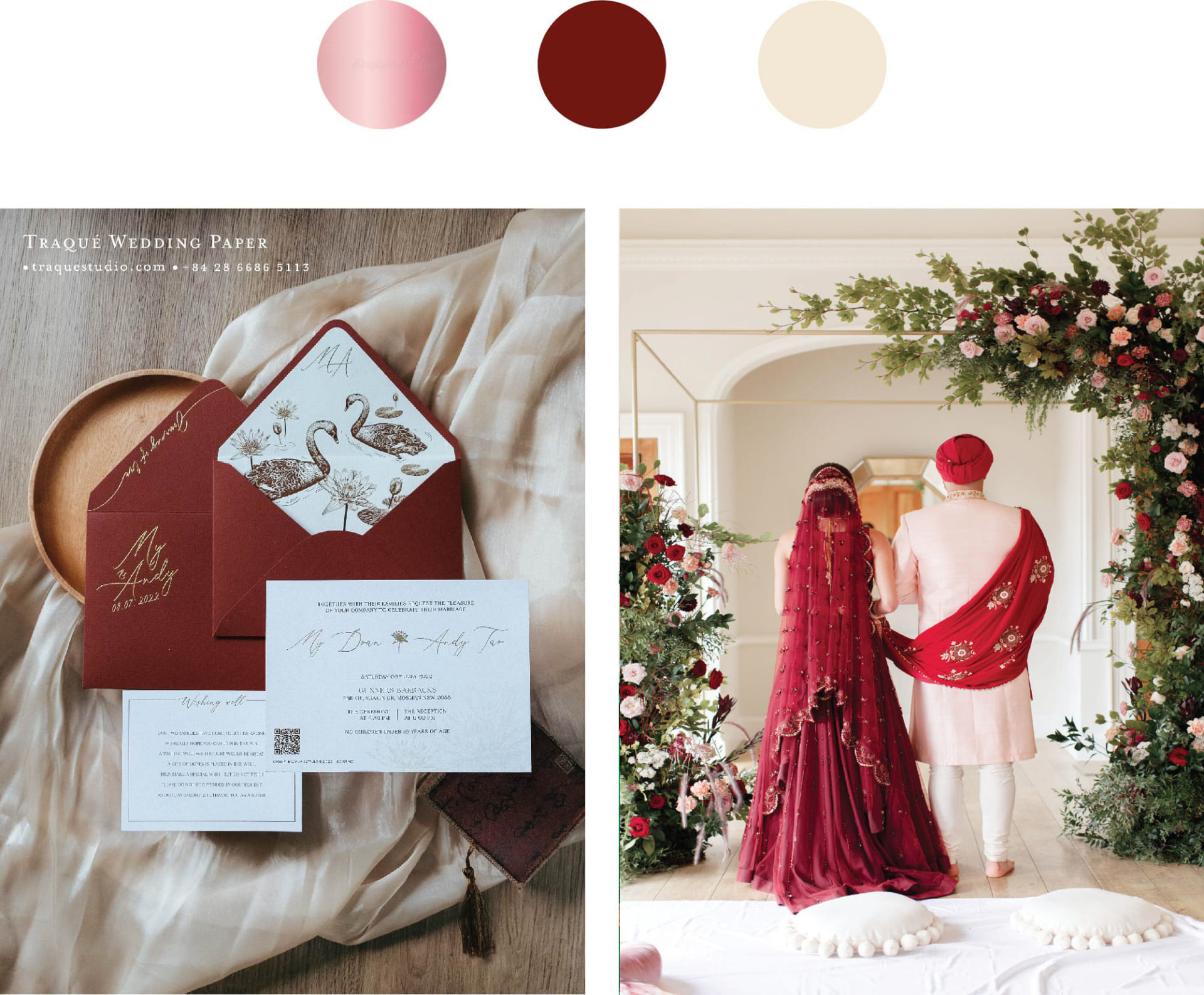Ảnh trái: Traqué Wedding Paper (bộ sưu tập Asian Remix) - Ảnh phải: Pinterest