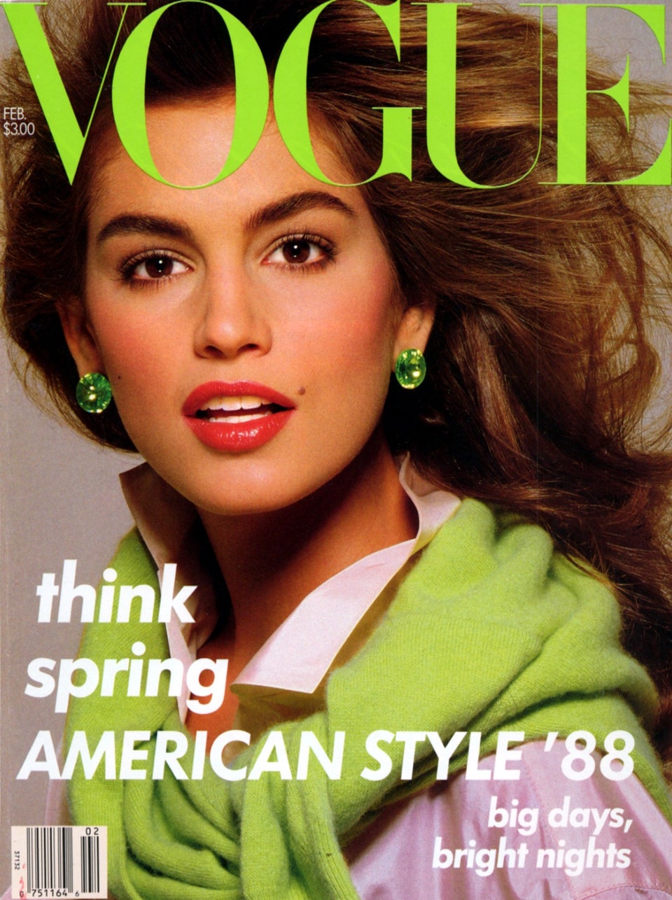 Cindy Crawford trên bìa tạp chí Vogue số tháng 2/1988.